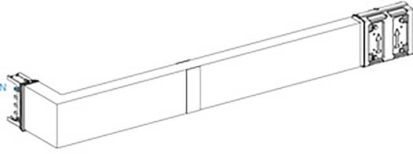 Eine schematische Darstellung eines linearen Führungssystems mit einem langen, geraden Schienenabschnitt und beweglichen Schlitten.