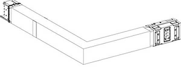 Isometrische Darstellung eines technischen Bauteils mit rechteckigem Querschnitt und zwei Verbindungsstücken an den Enden.