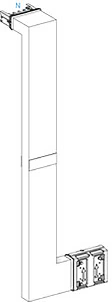 Illustration eines vertikalen Kabelkanals mit Steckdosen am unteren Ende und Netzwerkkonnektoren oben, zur Raumverkabelung geeignet.