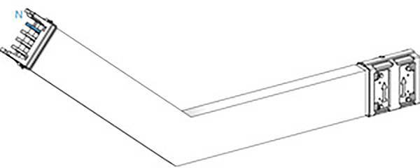 Diagramm eines Gelenkarms mit montierten Halterungen an beiden Enden. Oberer Teil ist mit 'N' markiert.