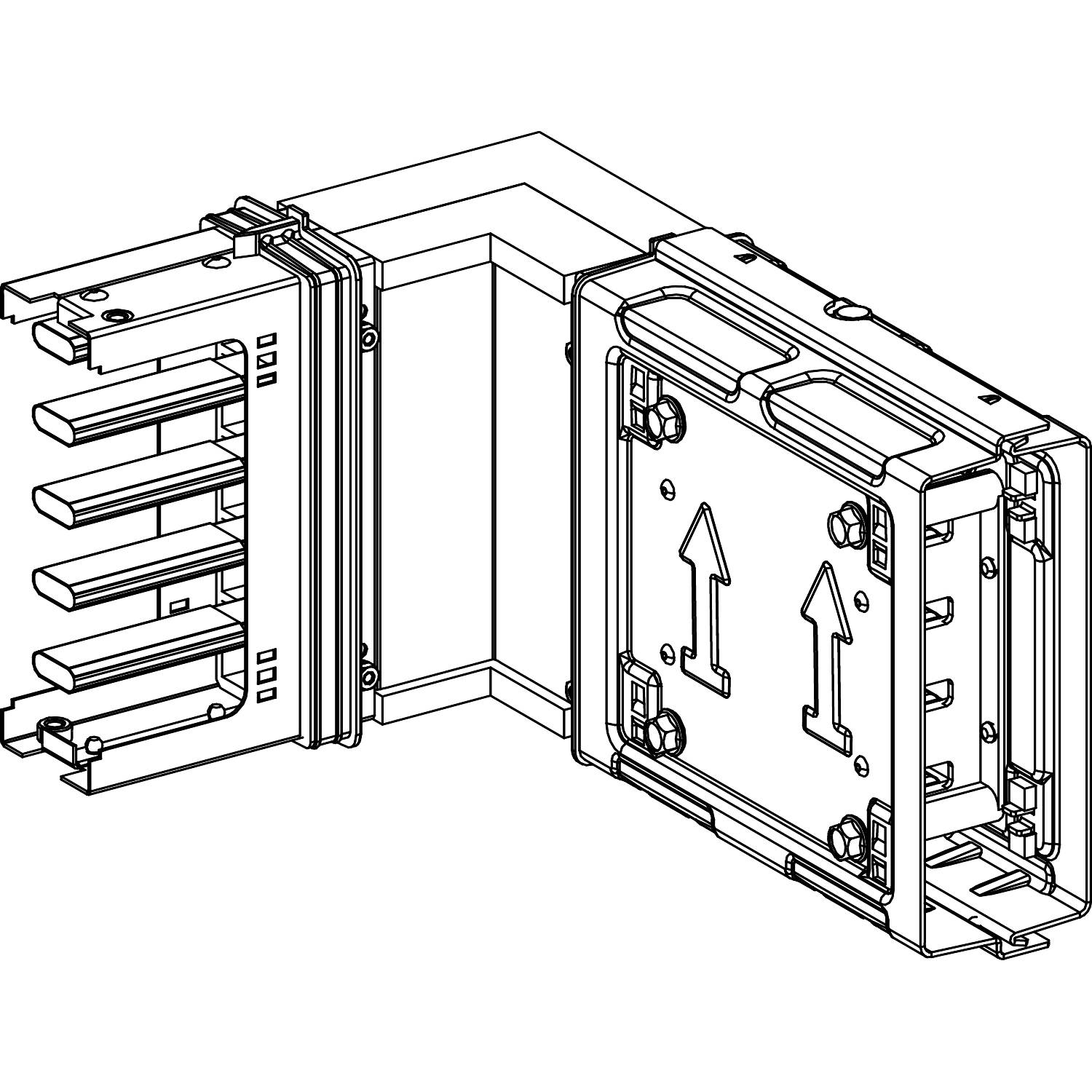 Ein technisches Diagramm zeigt eine komplexe mechanische Struktur mit mehreren Ebenen und Pfeilen, die den Bewegungspfad zeigen.