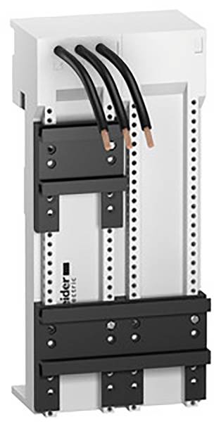 Dreipoliges elektrisches Anschlussmodul mit blanken Kabelenden an einem weißen Gehäuse, geeignet für Elektroinstallationen.