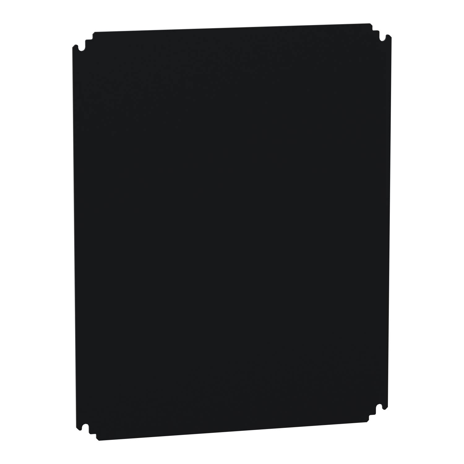 Eine schwarze, rechteckige Abdeckung oder Platte ohne erkennbare Details oder Beschriftungen, möglicherweise aus Kunststoff oder Metall.
