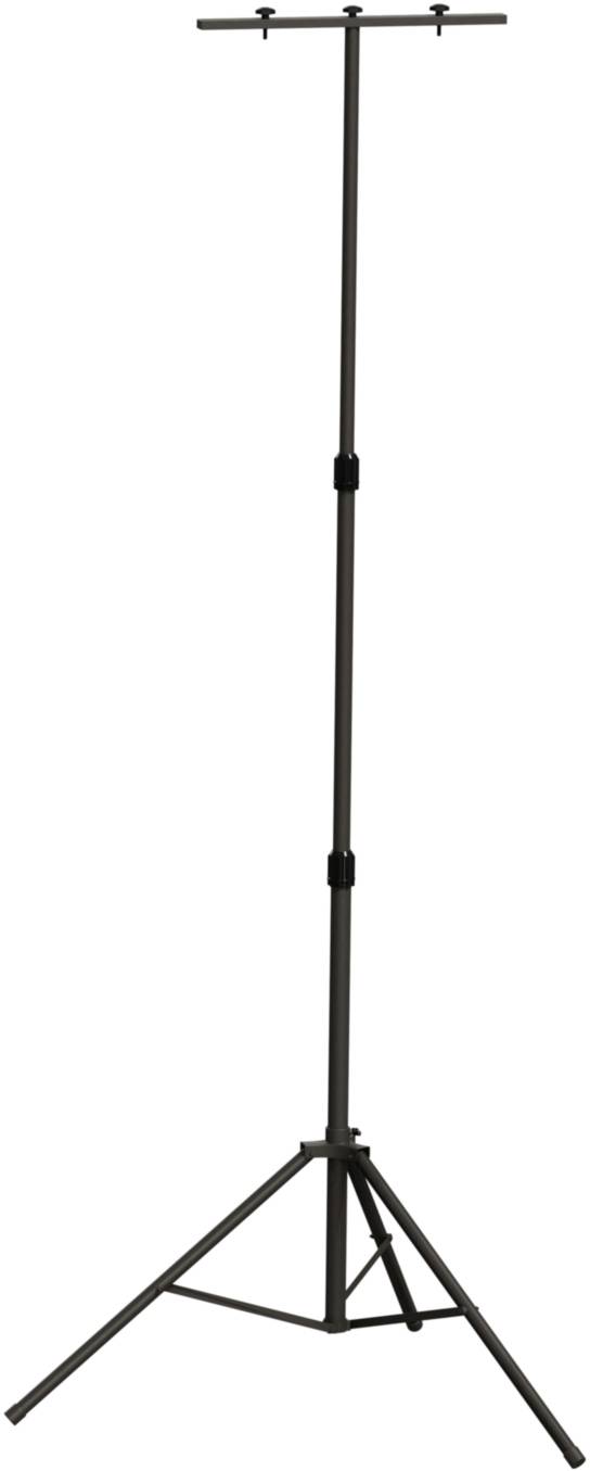 Ein einfacher, schwarzer Metallständer mit einem dreibeinigen Fuß für Stabilität. Geeignet für Notenblätter oder Präsentationen.