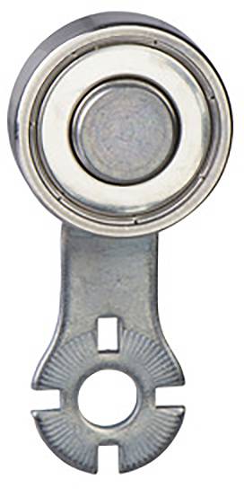 Kugellager mit montiertem Halter, zeigt die Befestigungsstruktur unten mit Aussparungen für Schrauben.