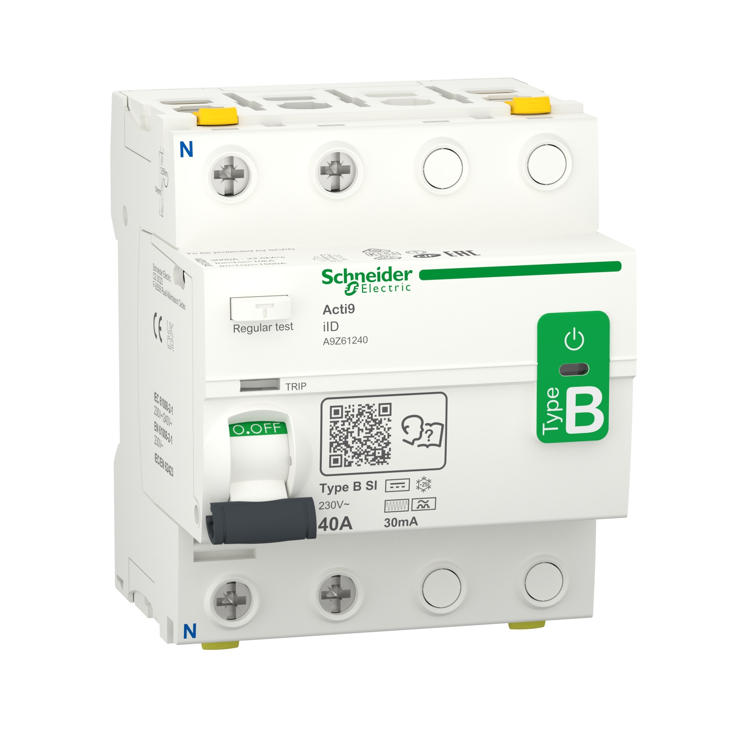 Schneider Electric A9Z61240 Fehlerstrom-Schutzschalter allstromsensitiver FI B 40A 0.03A