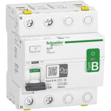 Schneider Electric A9Z64225 Fehlerstrom-Schutzschalter allstromsensitiver FI B 25A 0.3A