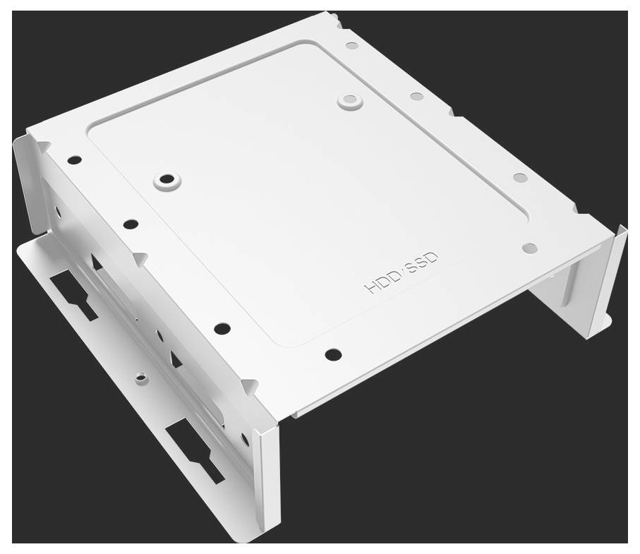 Metallrahmen zur Befestigung einer HDD oder SSD, in einem Computergehäuse montierbar.