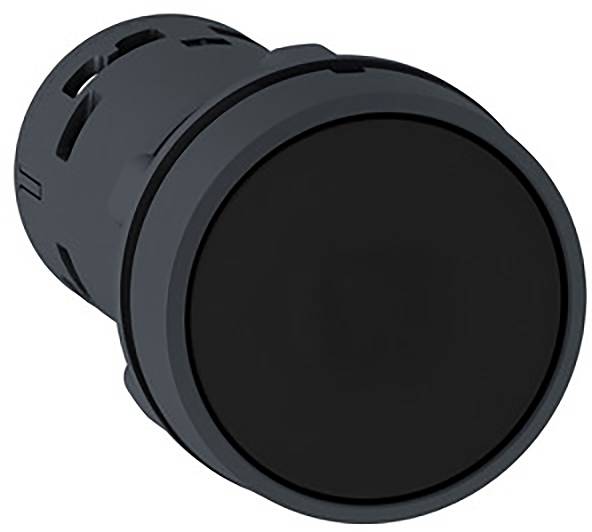 Schwarzer runder Knopf, geeignet für elektronische Geräte. Verwendet häufig als Ein-/Ausschalter oder für Funktionssteuerung.