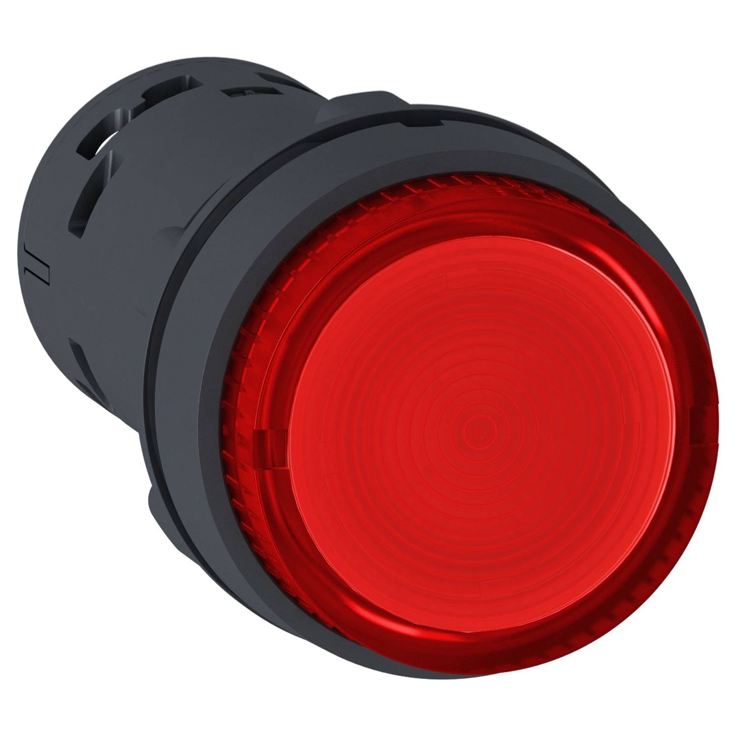 Ein roter Knopf, der häufig als Stoppschalter oder Warnsignal verwendet wird.