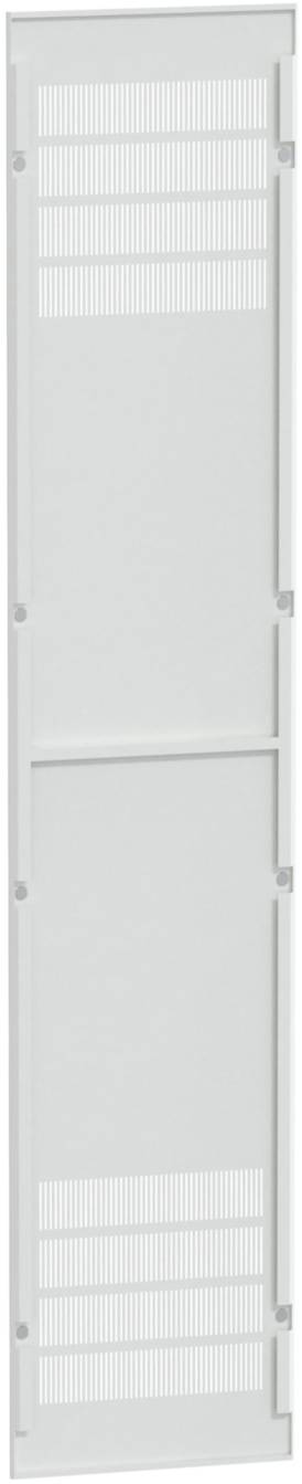 Weißes, rechteckiges Metallgitter mit horizontalen Schlitzen.