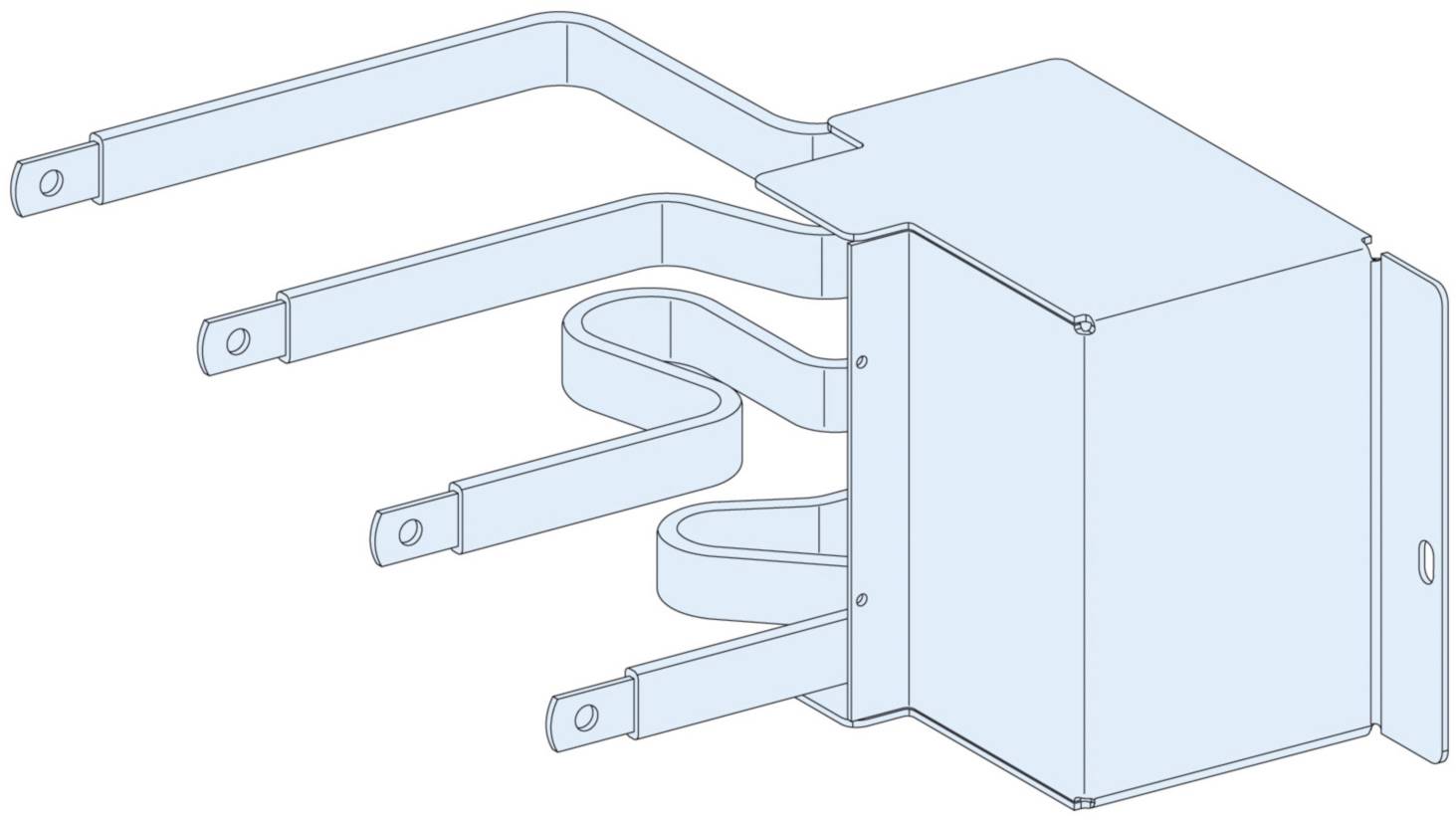 Ein rechteckiger Metallbehälter mit sechs angebrachten, gebogenen Streben an der Seite, die wie Arme wirken.