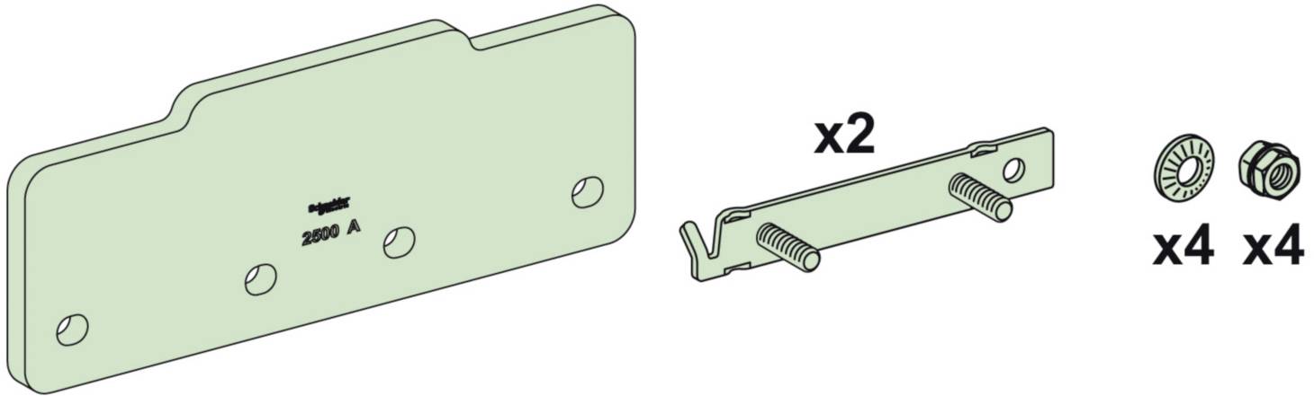 Metallplatte und Halterung mit Schrauben und Muttern, Beschriftung '2968 A'. Enthält zwei Halter, vier Muttern und vier Schrauben.