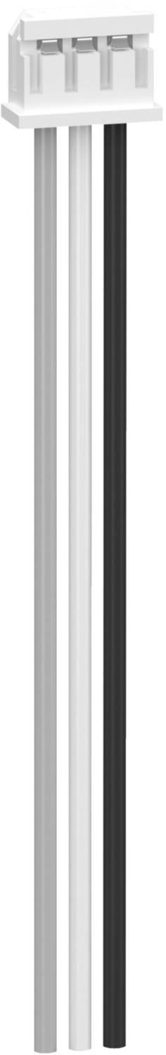 Drei parallele Kabel: weiß, grau und schwarz, mit einem weißen Verbinder oben.