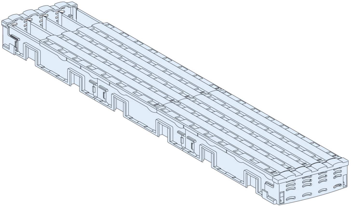 Illustration eines modularen Gittersystems in perspektivischer Ansicht, möglicherweise für Bau- oder Architekturzwecke geeignet.