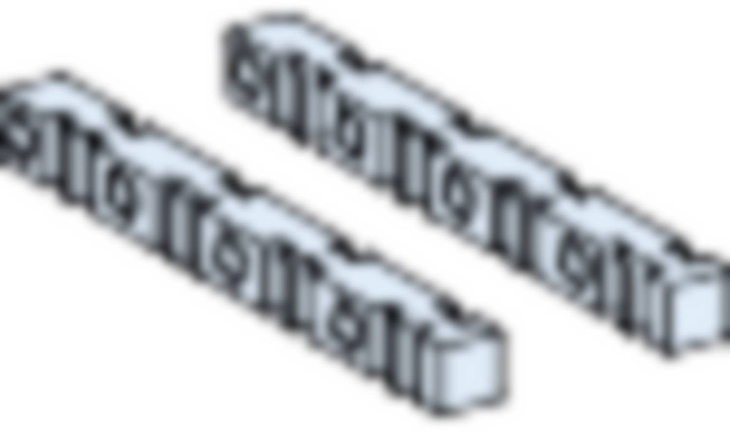 Verschwommenes Bild von zwei länglichen Objekten mit einer Musterstruktur, möglicherweise technische oder mechanische Elemente.
