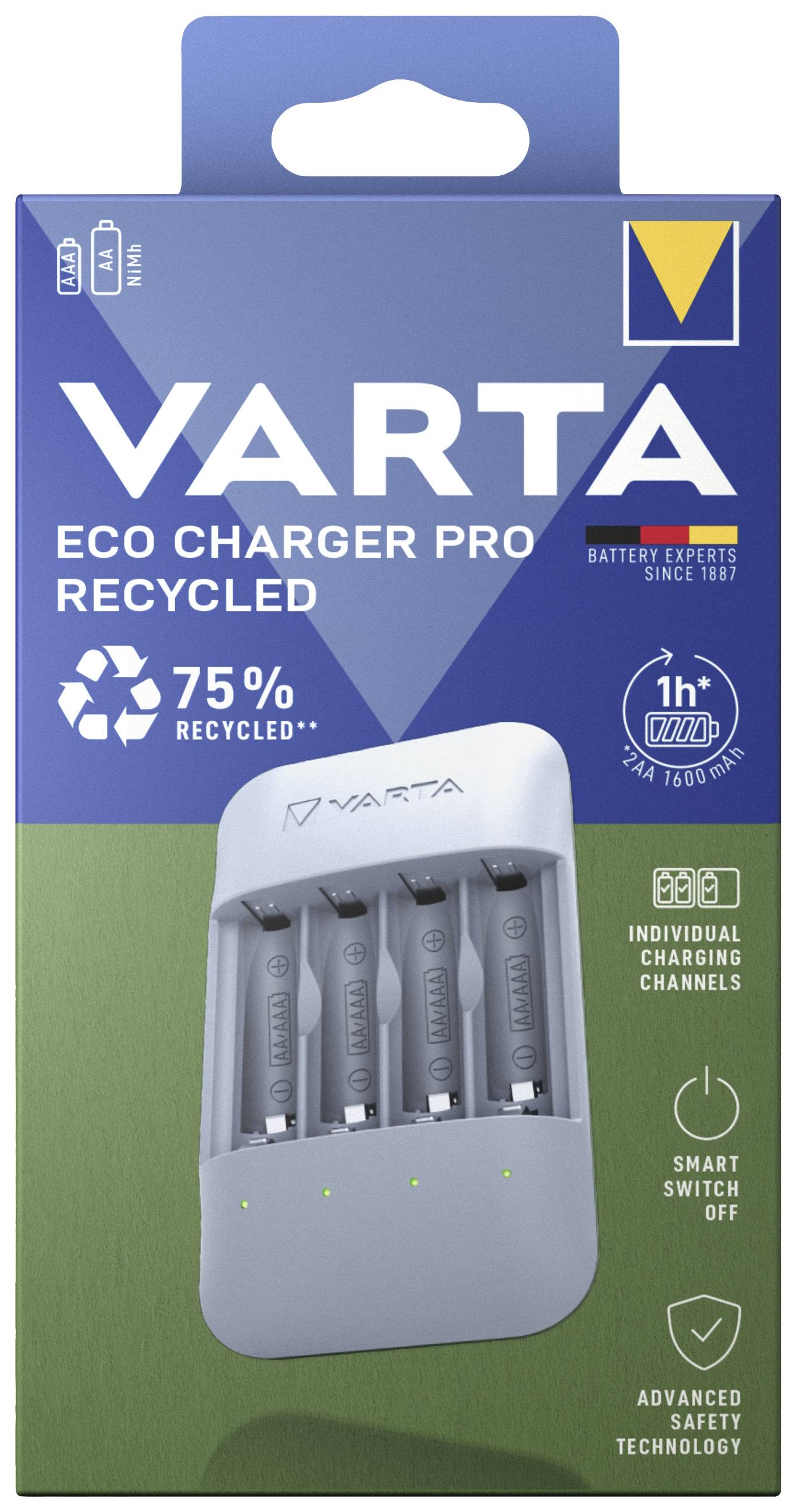 Varta Eco Charger Pro Rundzellen-Ladegerät NiMH Micro (AAA), Mignon (AA)