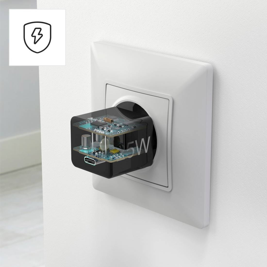 hama 00201651 Schnellladegerät, USB-C, Mini-Ladegerät, PD, 25 W, Schwarz