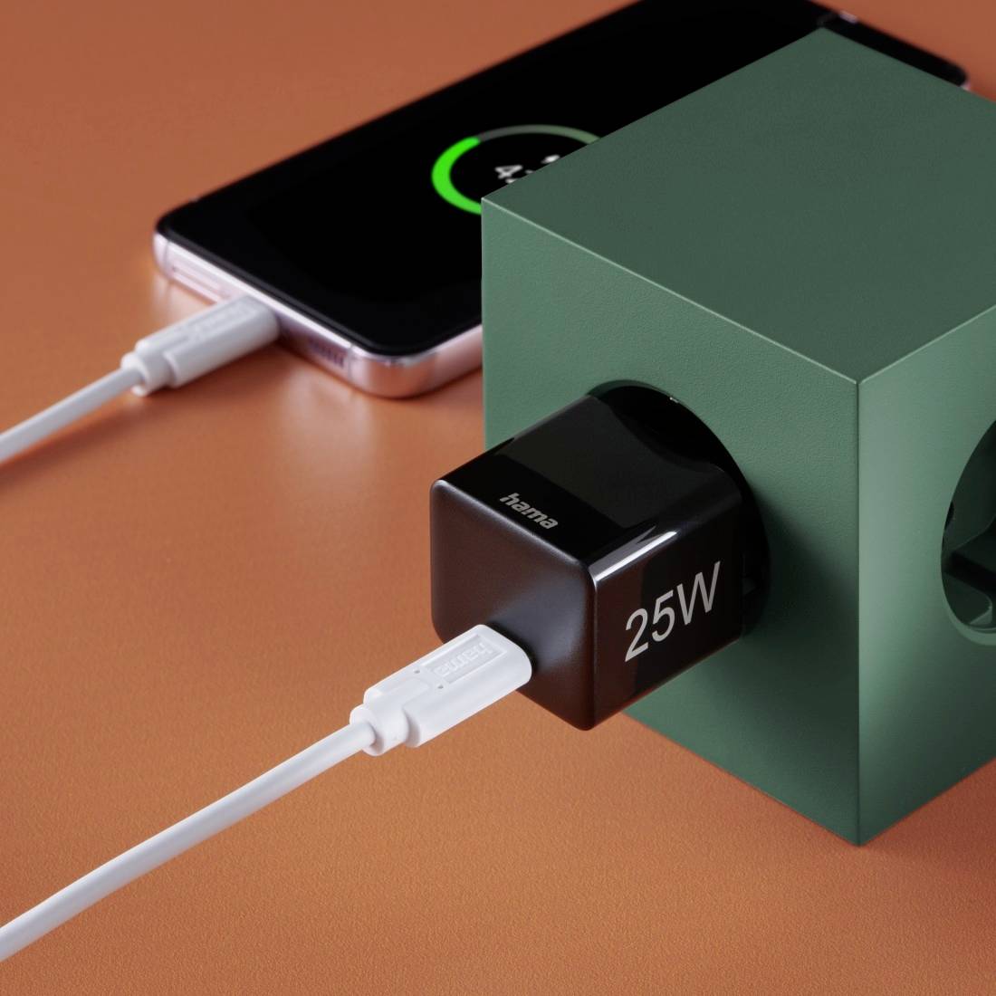 hama 00201651 Schnellladegerät, USB-C, Mini-Ladegerät, PD, 25 W, Schwarz