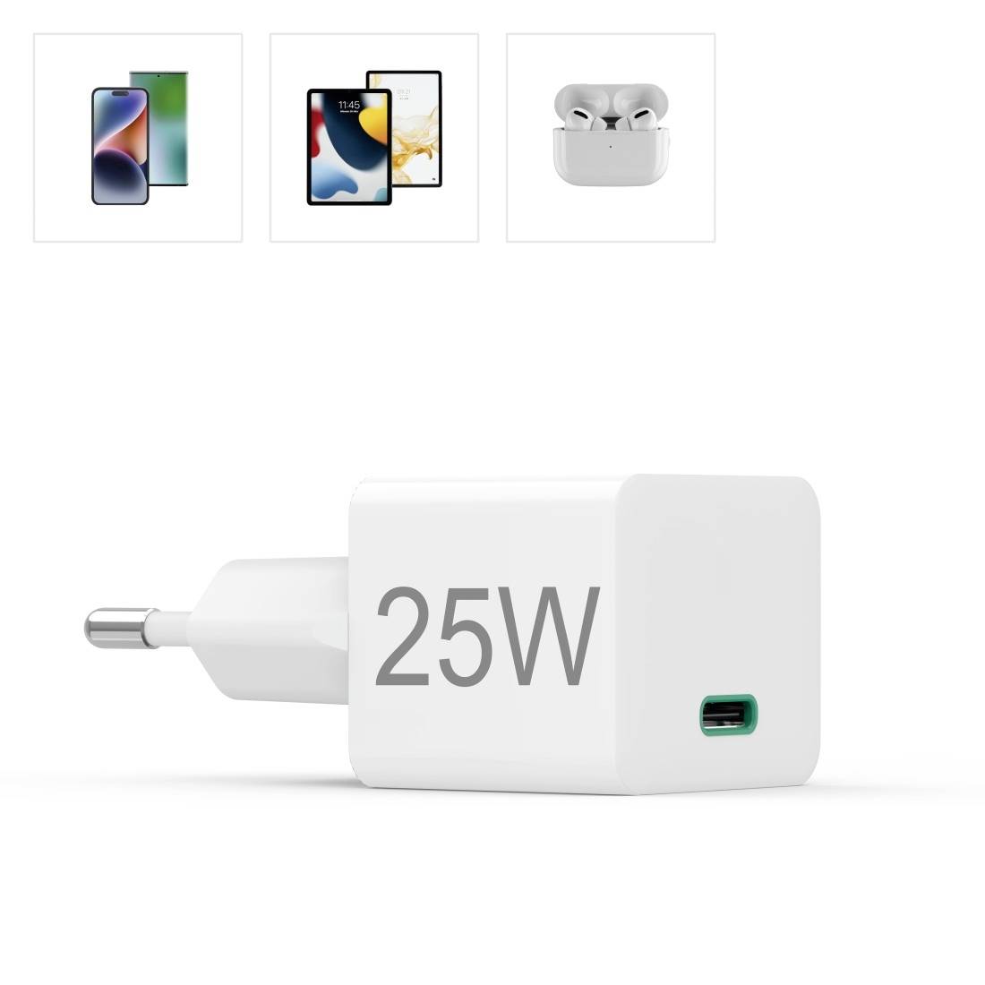 Hama USB Ladegerät 25 W USB-C® Weiß Innenbereich, Steckdose