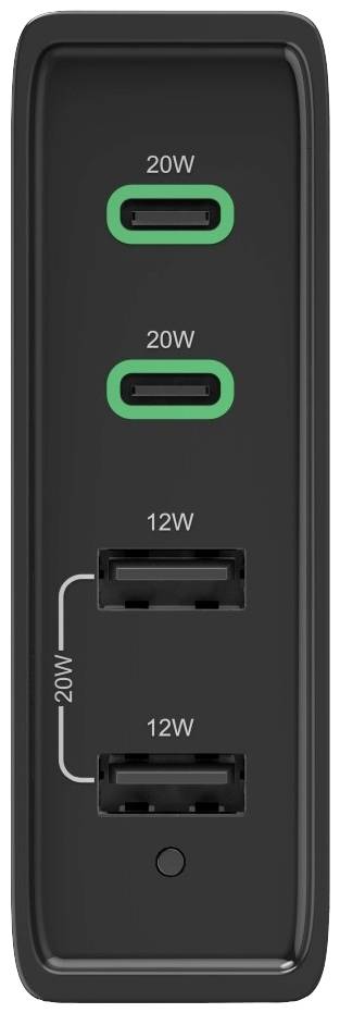 hama 00201628 Ladestation 4 Ports, Schnellladegerät, 2x USB-C, 2x USB-A, PD, 60 W, SW