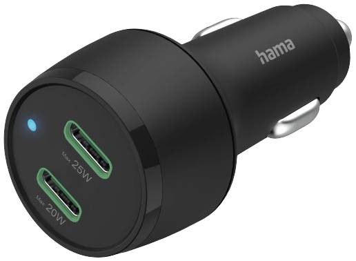 Hama Car Charger 45W USB Ladegerät 45 W 2x USB-C® USB PD Schwarz KFZ, LKW