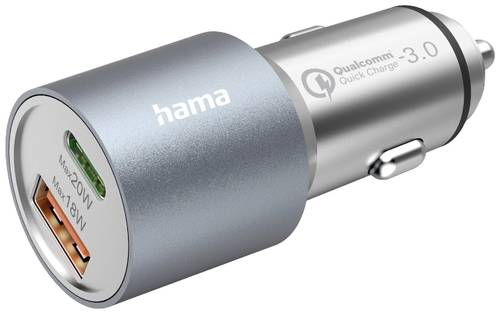 Hama USB-Ladegerät 38W KFZ, LKW Ausgangsstrom (max.) 3000mA Anzahl Ausgänge: 2 x USB-A, USB-C®