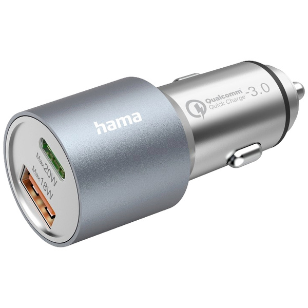 Hama USB-Ladegerät 38 W KFZ, LKW Ausgangsstrom (max.) 3000 mA Anzahl Ausgänge: 2 x USB-A, USB-C®