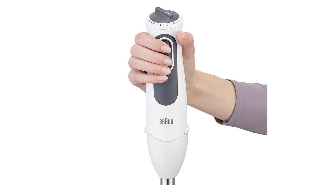 Braun 4193-MQ3105B HB WH Stabmixer 750W mit Messbecher, mit Mixbecher, Turbofunktion Weiß-Grau
