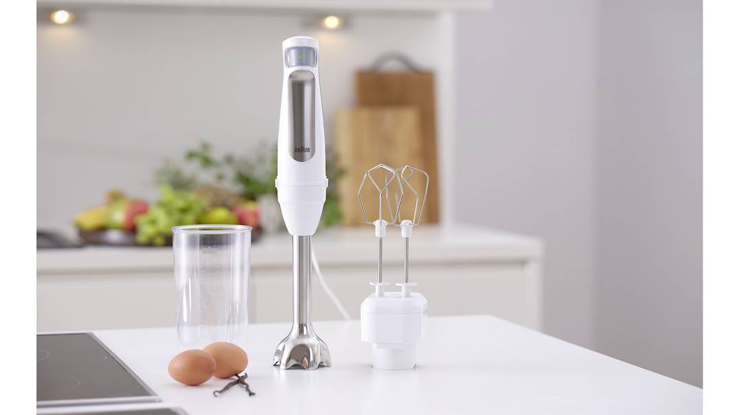 Braun 4193-MQ3105B HB WH Stabmixer 750W mit Messbecher, mit Mixbecher, Turbofunktion Weiß-Grau