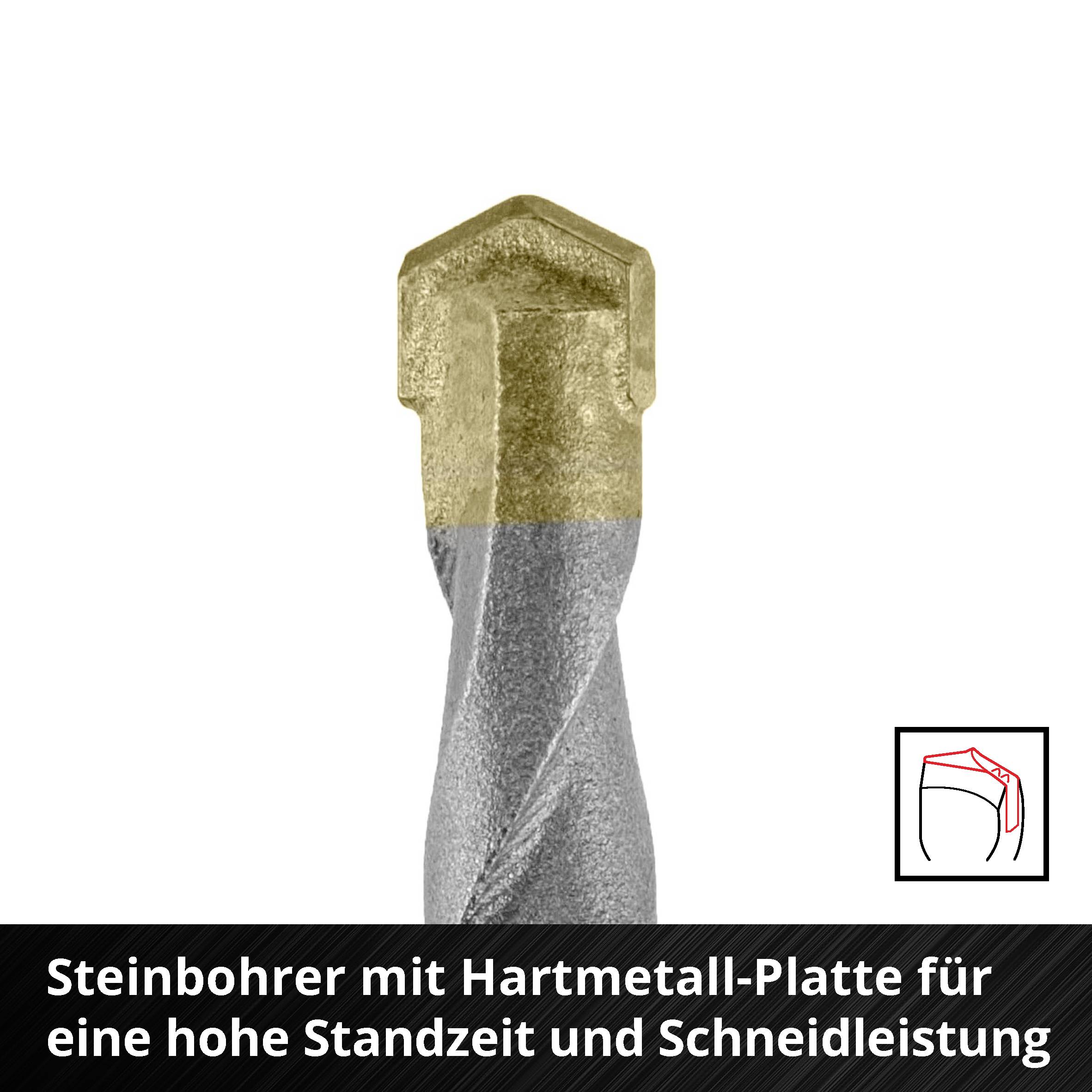 Steinbohrer mit Hartmetall-Platte, konzipiert für Langlebigkeit und effiziente Schneidleistung.