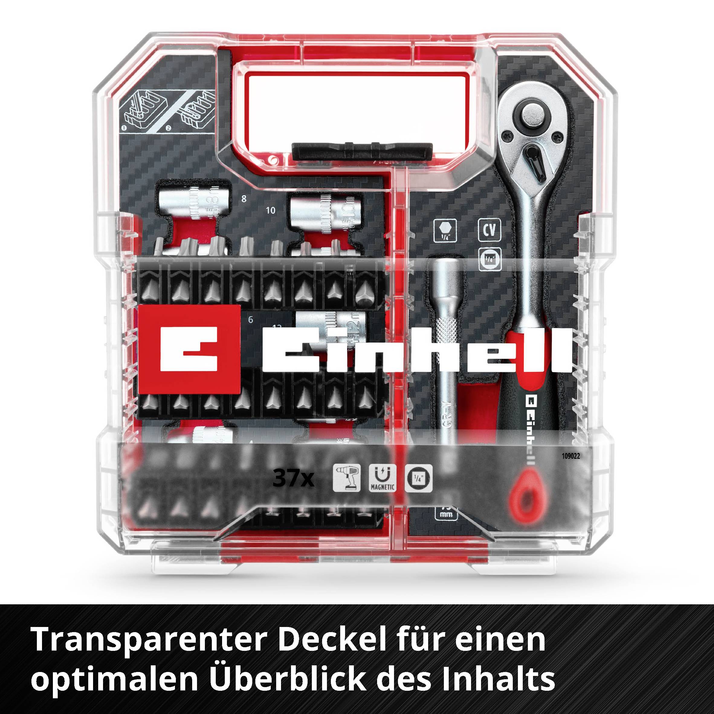 Einhell Steckschlüssel-Bit-Einsatz-Set 1/4" 37teilig 109022