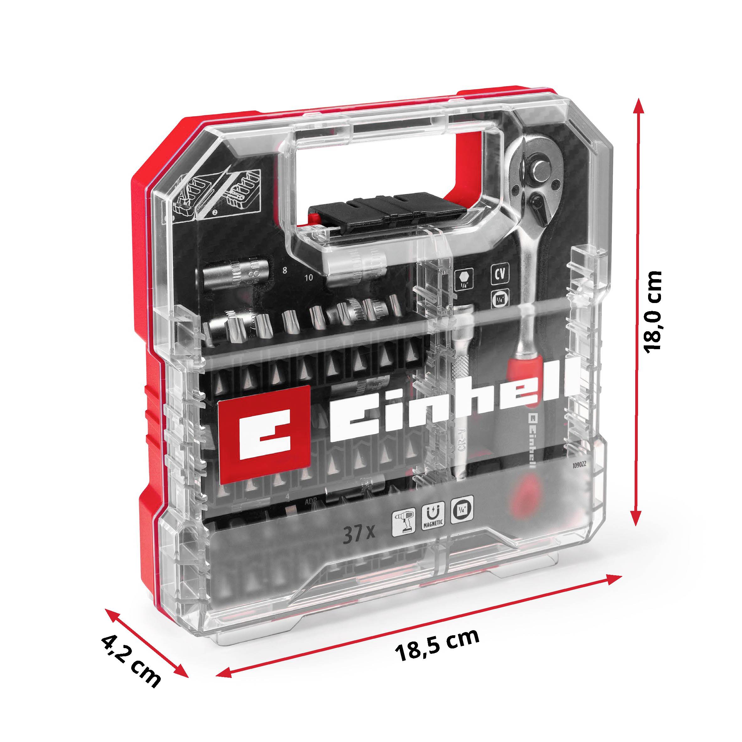 Einhell Steckschlüssel-Bit-Einsatz-Set 1/4" 37teilig 109022