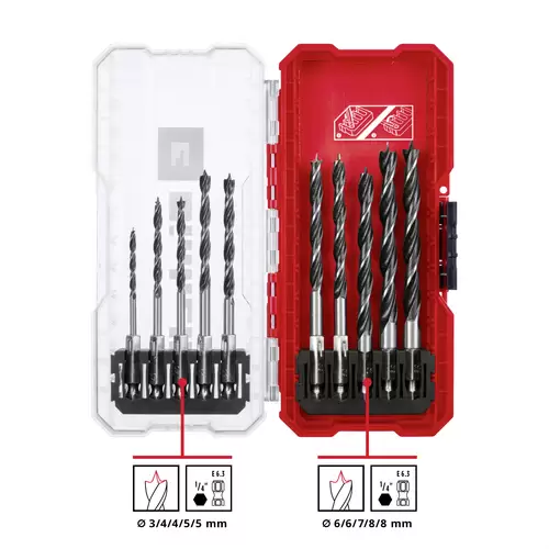Einhell 108733 Holz-Spiralbohrer-Set 10teilig 3 mm, 4 mm, 5 mm, 6 mm, 7 mm, 8 mm 1 Set Einhell 108733 Holz-Spiralbohrer-Set 10teilig 3 mm, 4 mm, 5 mm, 6 mm, 7 mm, 8 mm 1 Set