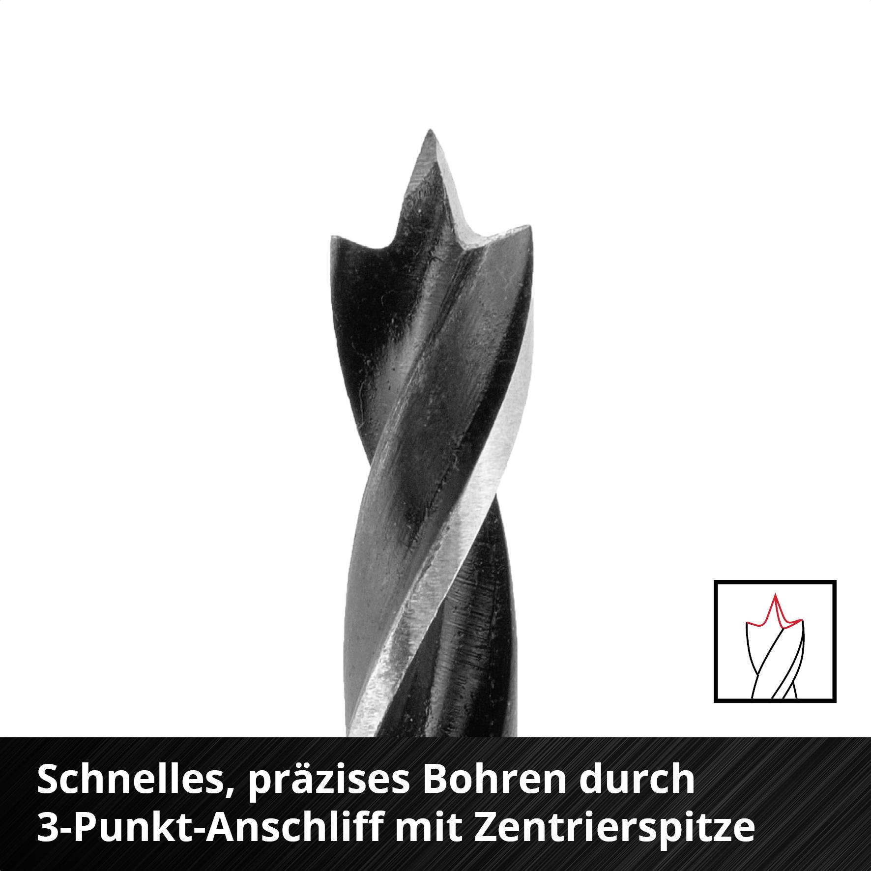 Einhell 108733 Holz-Spiralbohrer-Set 10teilig 3 mm, 4 mm, 5 mm, 6 mm, 7 mm, 8mm 1 Set