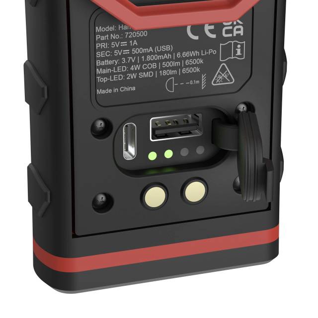 PC Electric LED Handlampe PCE H500/1.800mAh USB-C 500lm 720500