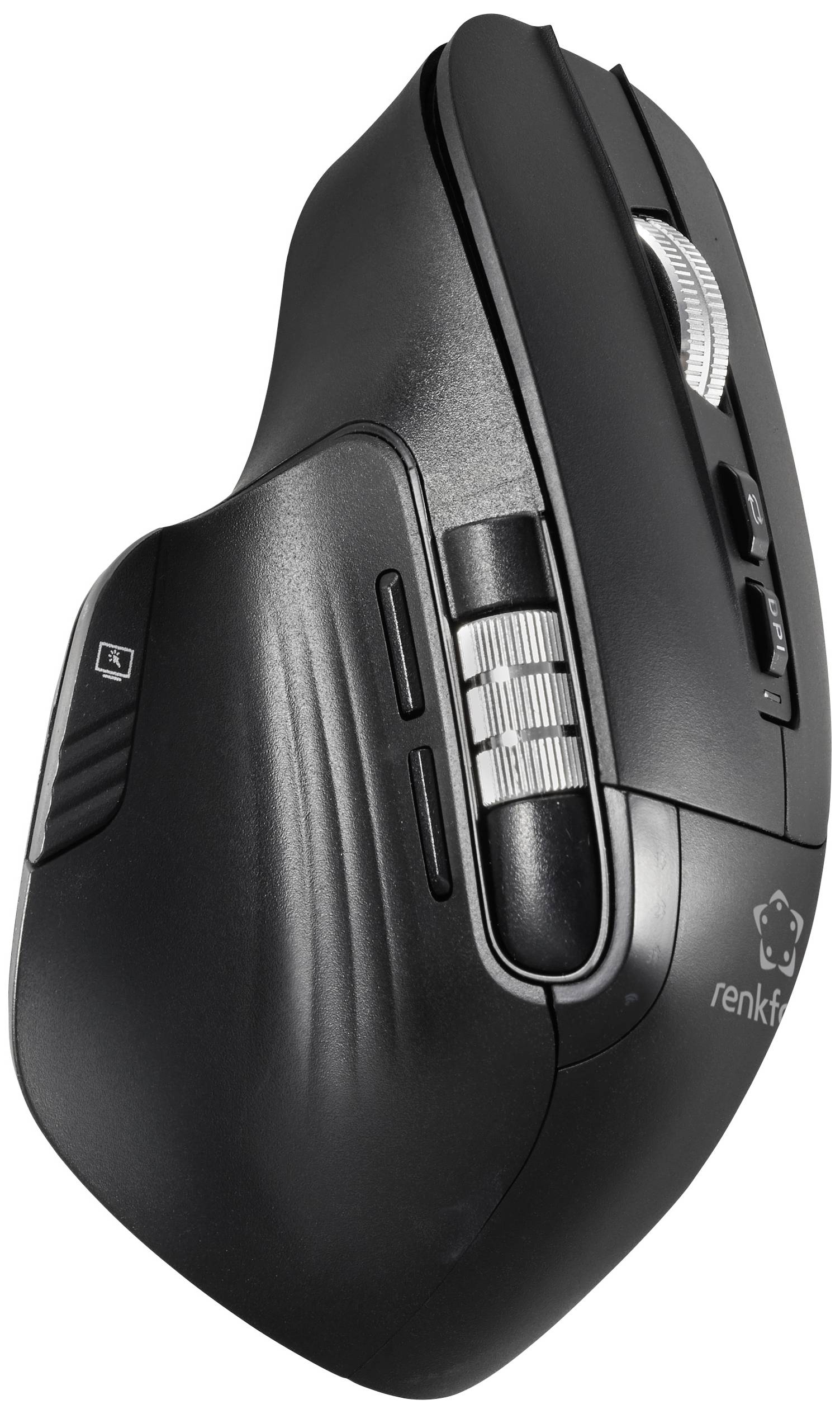 Renkforce RF-OBTM-500 Ergonomische Maus Kabellos Optisch Schwarz 8 Tasten 3200 dpi Ergonomisch, Multipair-Funktion