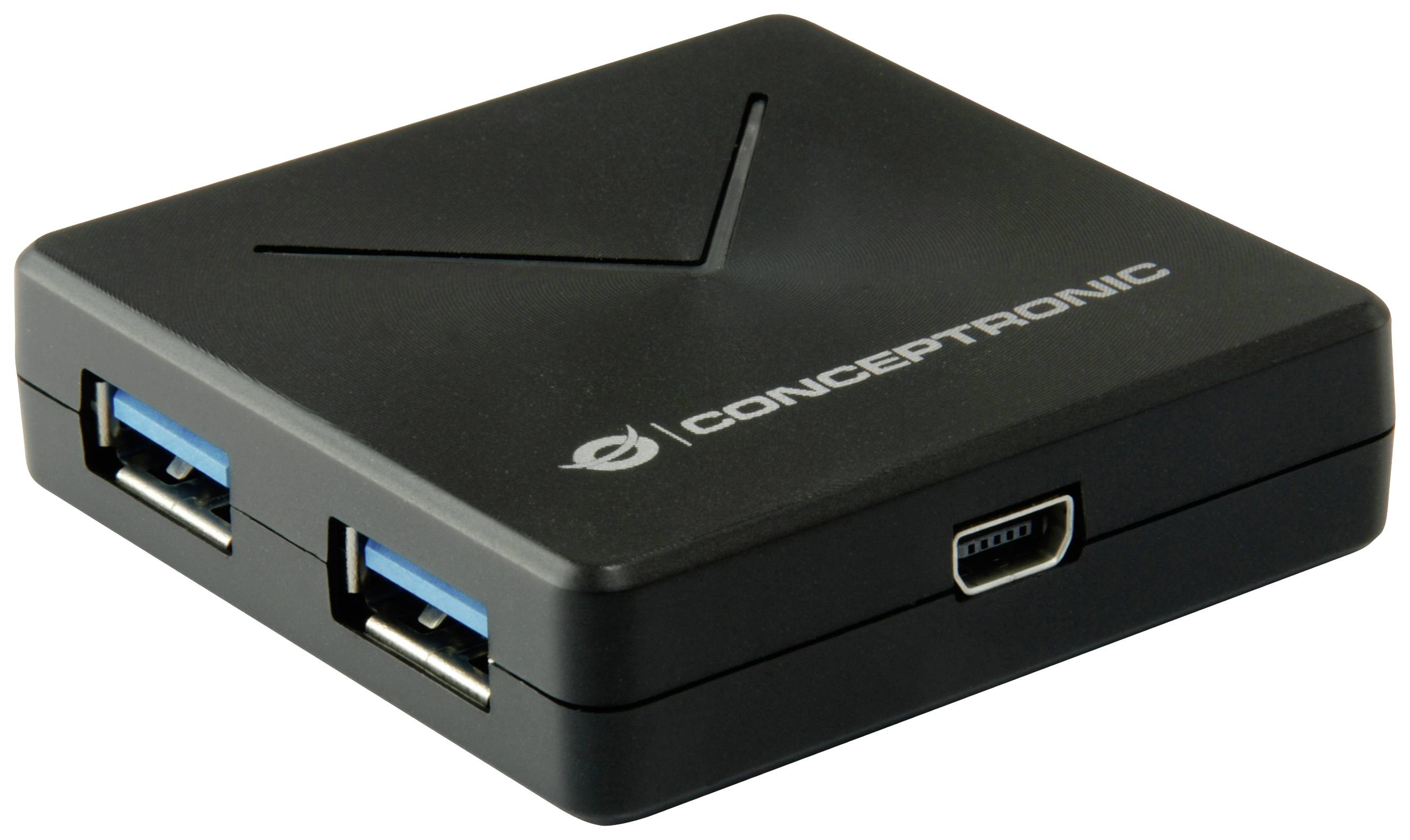 Conceptronic HUBBIES02B 4 Port USB 3.2 Gen 1-Hub (USB 3.0) Schwarz