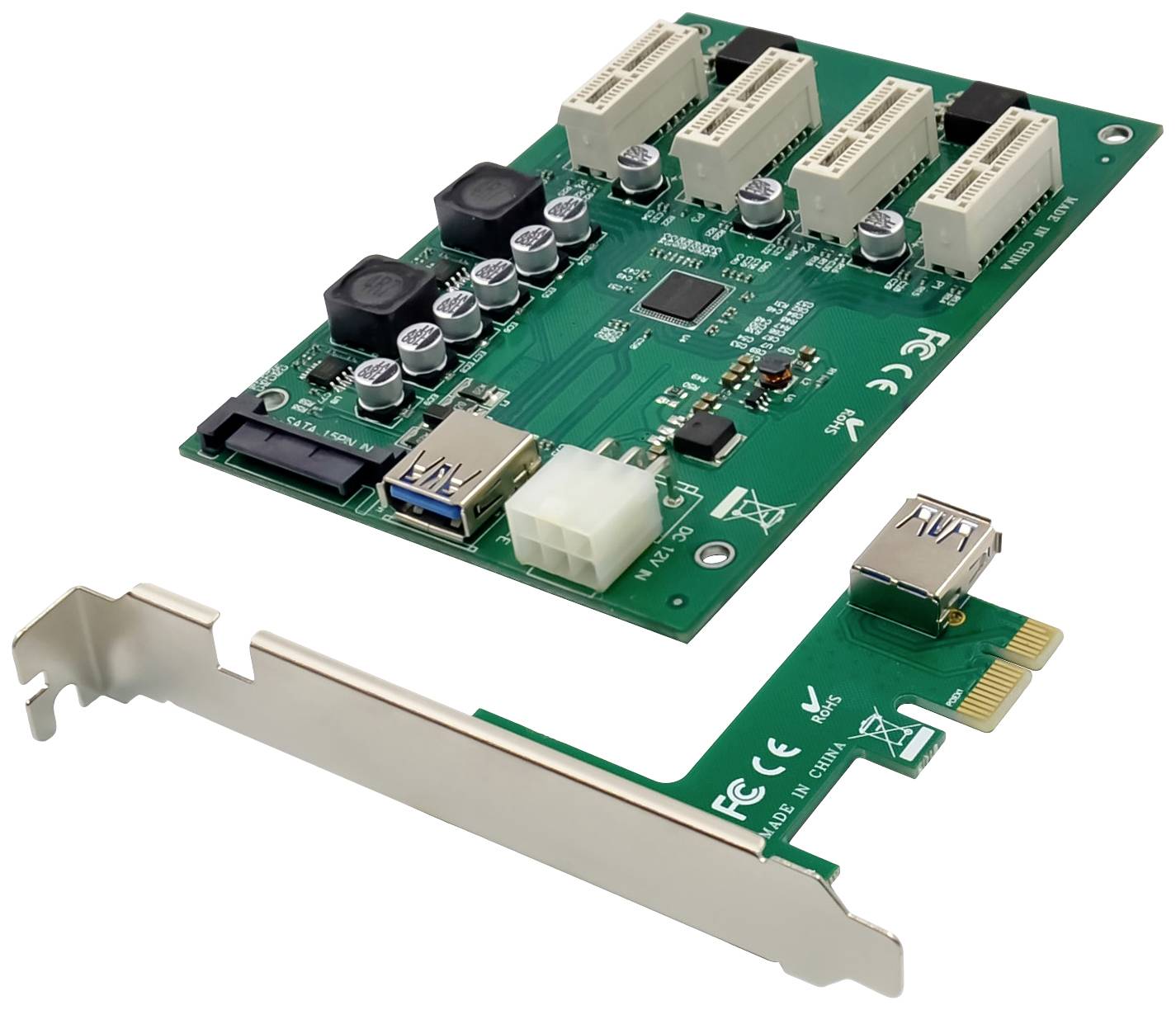 Conceptronic EMRICK PCIe-x1 zu 4x PCIe-x1 Erweiterungskit PCI-Express Karte PCIe