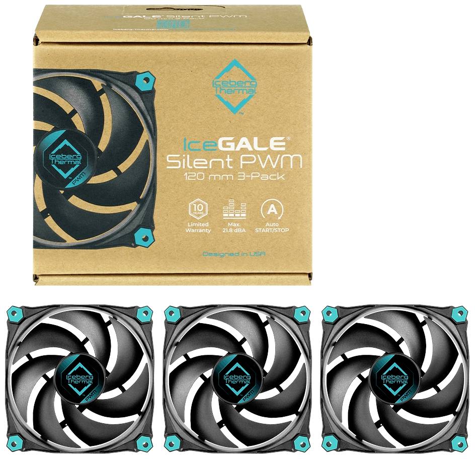 Iceberg Thermal IceGALE Silent PWM PC-Gehäuse-Lüfter Schwarz