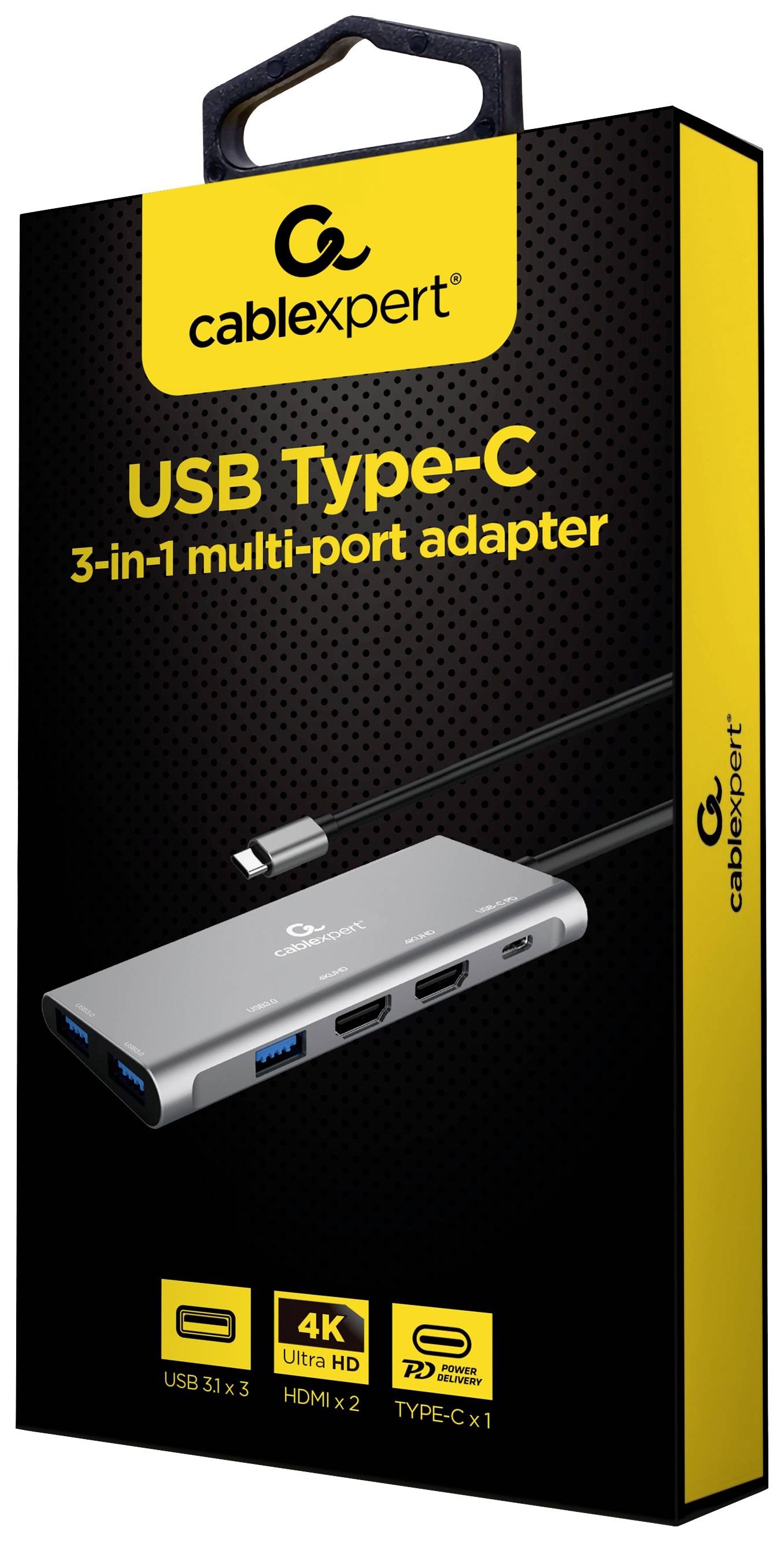 Gembird A-CM-COMBO3-01 USB-C® (USB 3.2 Gen 2) Multiport Hub
