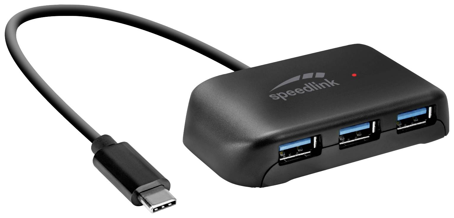 SpeedLink SL-140203-BK USB-Hub 4 Port USB-A (USB 3.1 Gen 1), USB-A (USB 3.1 Gen 1) Schwarz SNAPPY EVO