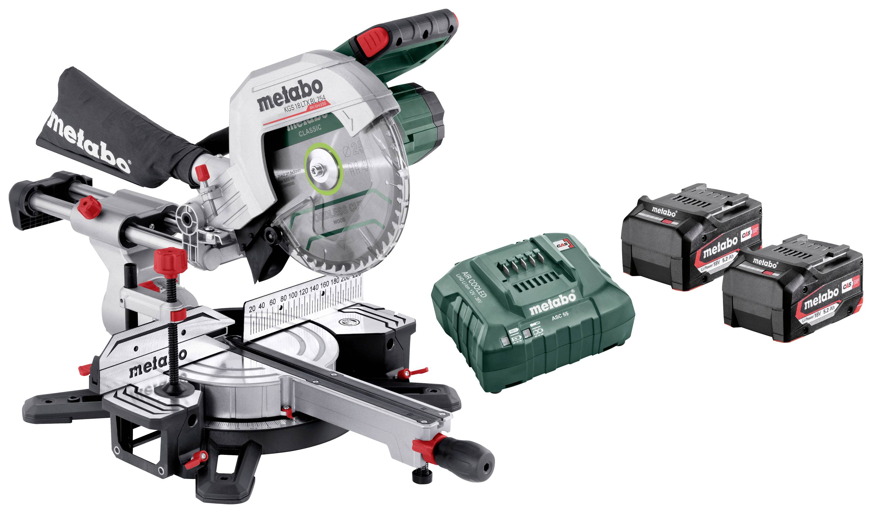 Metabo 614254650 Akku-Kappsäge inkl. 2. Akku, inkl. Ladegerät 254 mm 30 mm