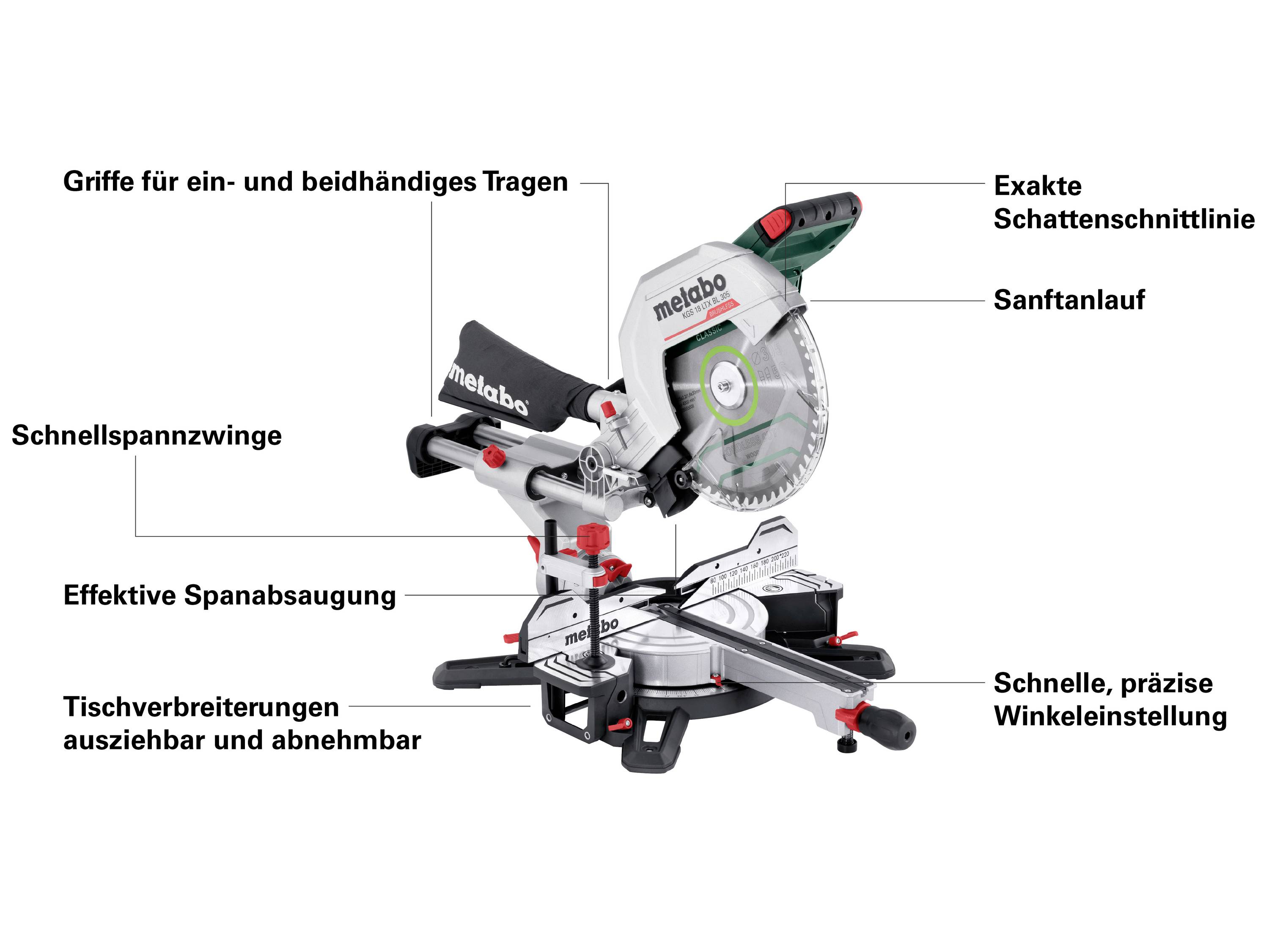 Metabo 614305850 Akku-Kappsäge ohne Akku, ohne Ladegerät 305mm 30mm