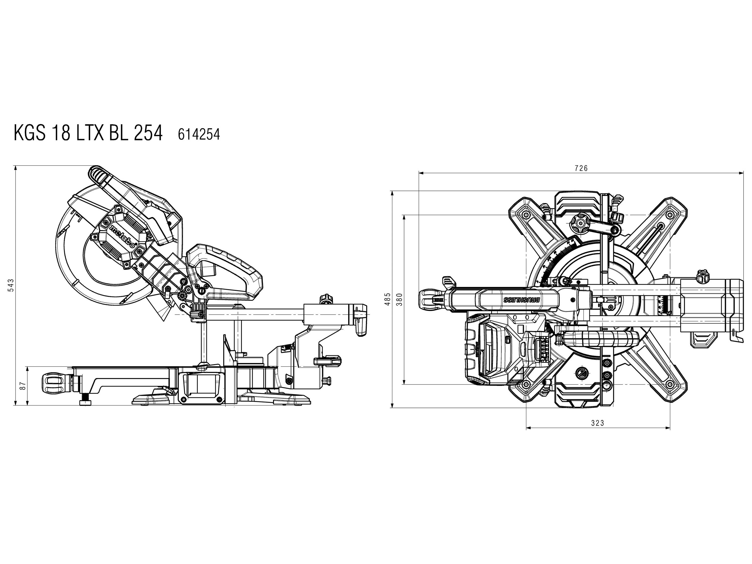 Metabo 614254850 Akku-Kappsäge ohne Akku, ohne Ladegerät 254mm 30mm