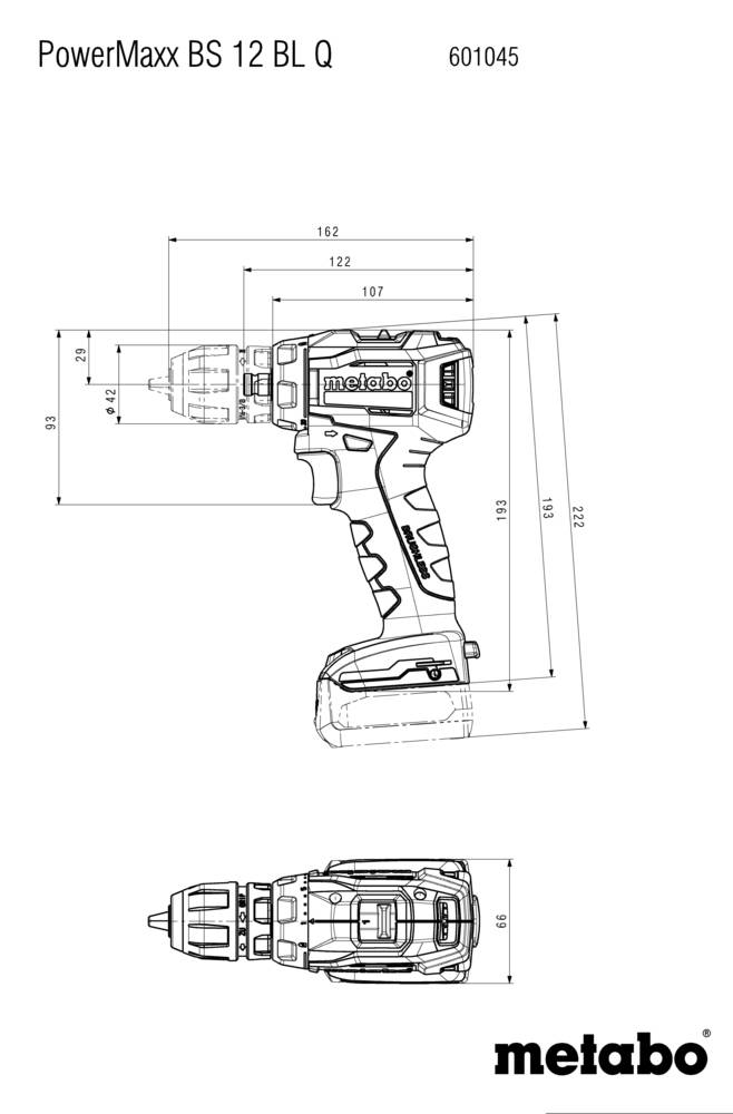 Metabo PowerMaxx BS 12 BL Q 601045850 Akku-Bohrschrauber 12V bürstenlos, ohne Akku, ohne Ladegerät