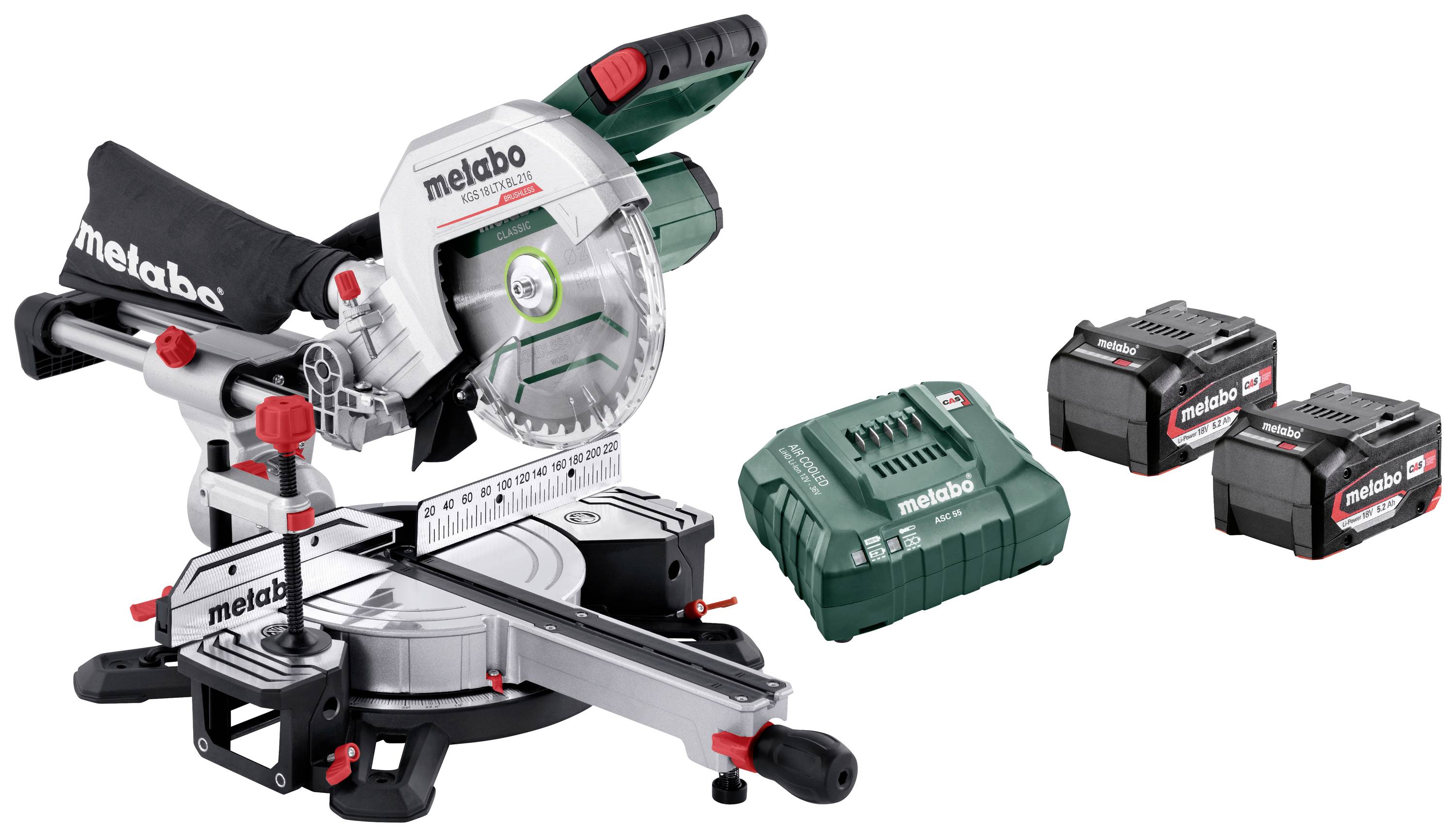 Metabo 614216650 Akku-Kappsäge inkl. 2. Akku, inkl. Ladegerät 216mm 30mm