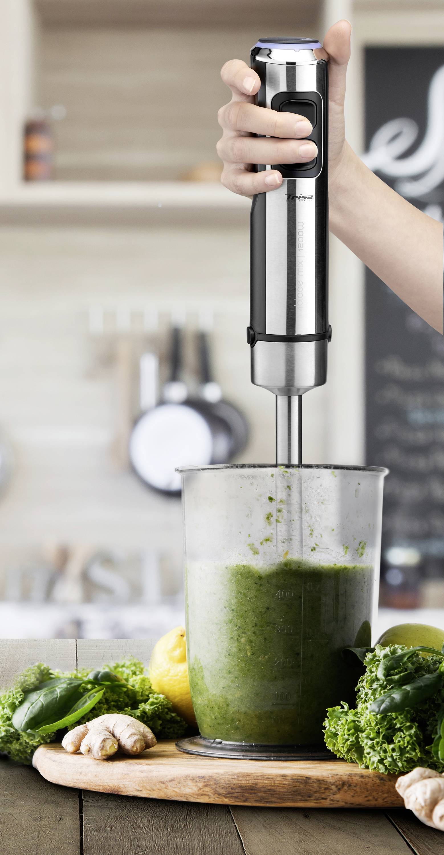 Trisa 4Blade Mix Stabmixer 1200 W Turbofunktion Edelstahl