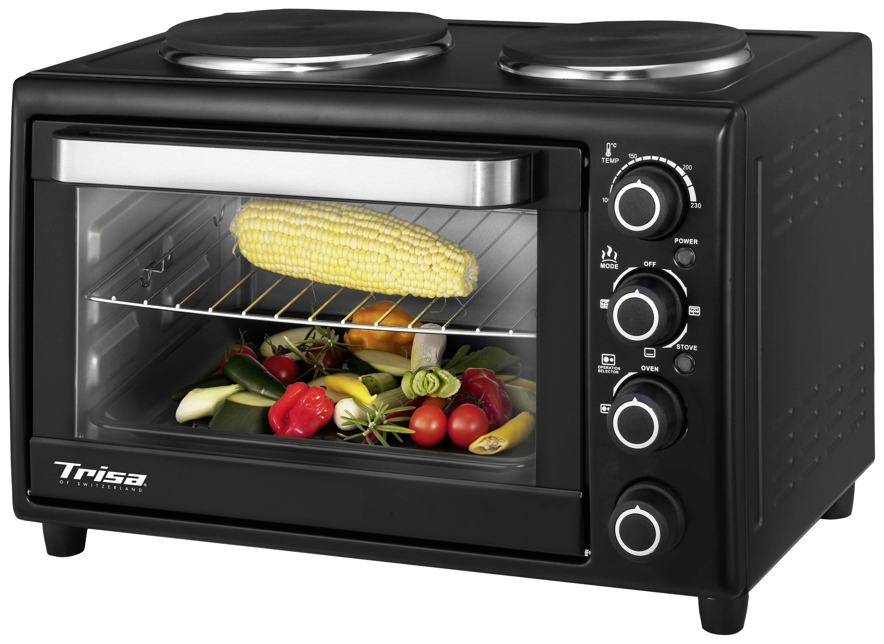 Trisa Bake & Cook Minibackofen mit Kochfunktion, Timerfunktion