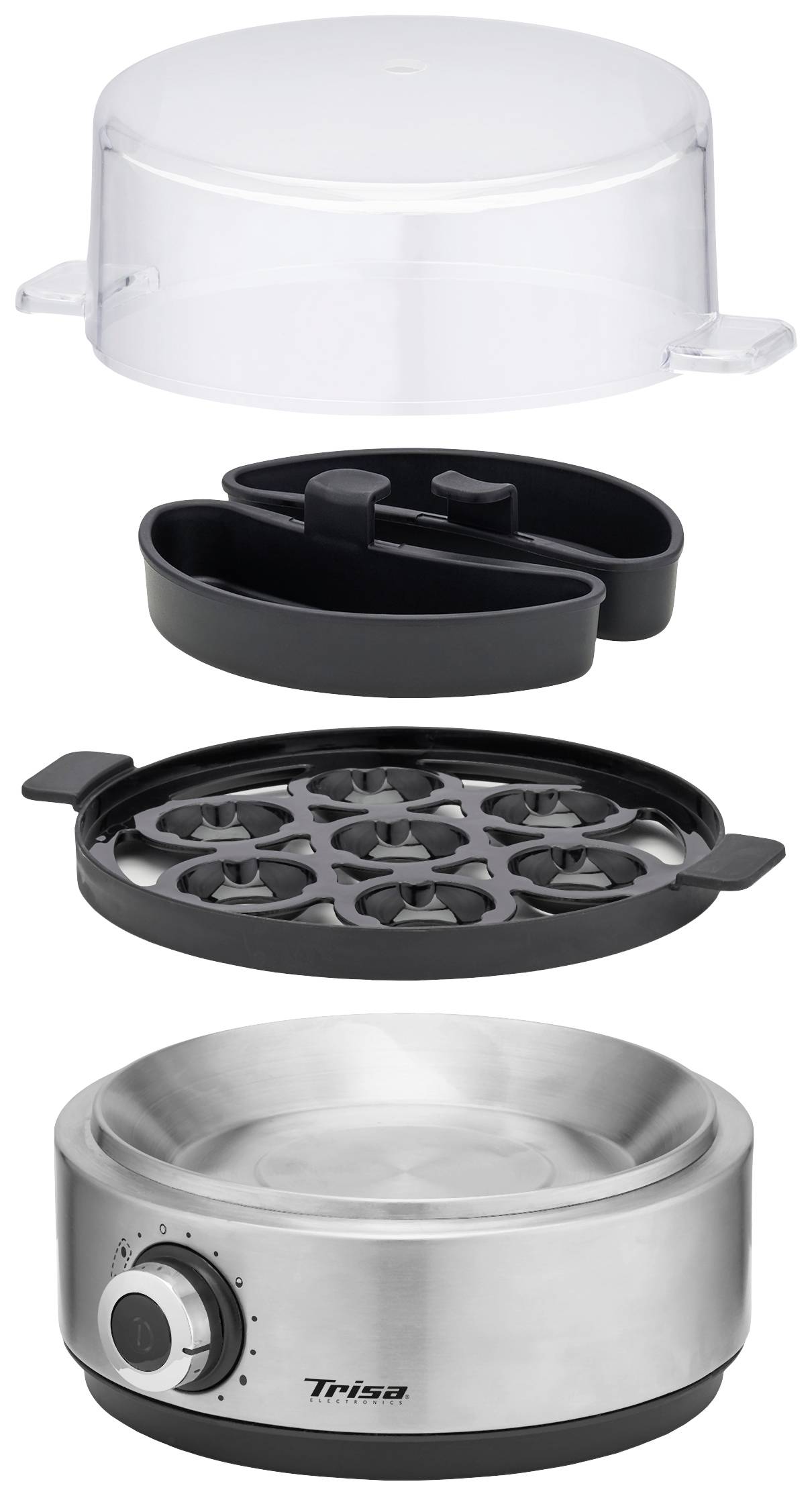 Trisa Vario Eggs Eierkocher Edelstahl, Schwarz